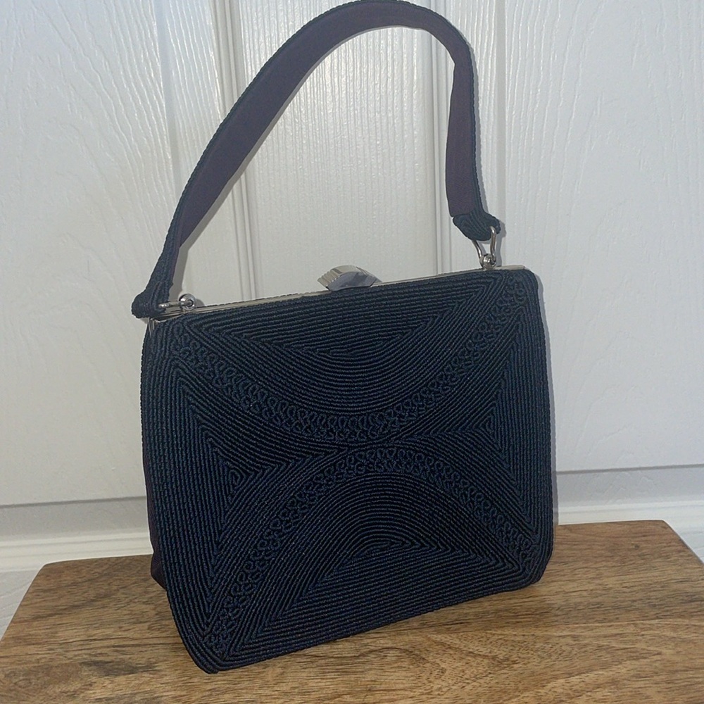💙VTG Navy chord Gold Seal Evening bag